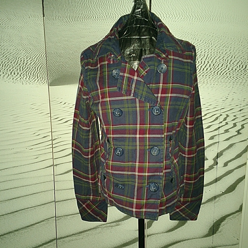 Aeropostale Plaid Pea Coat