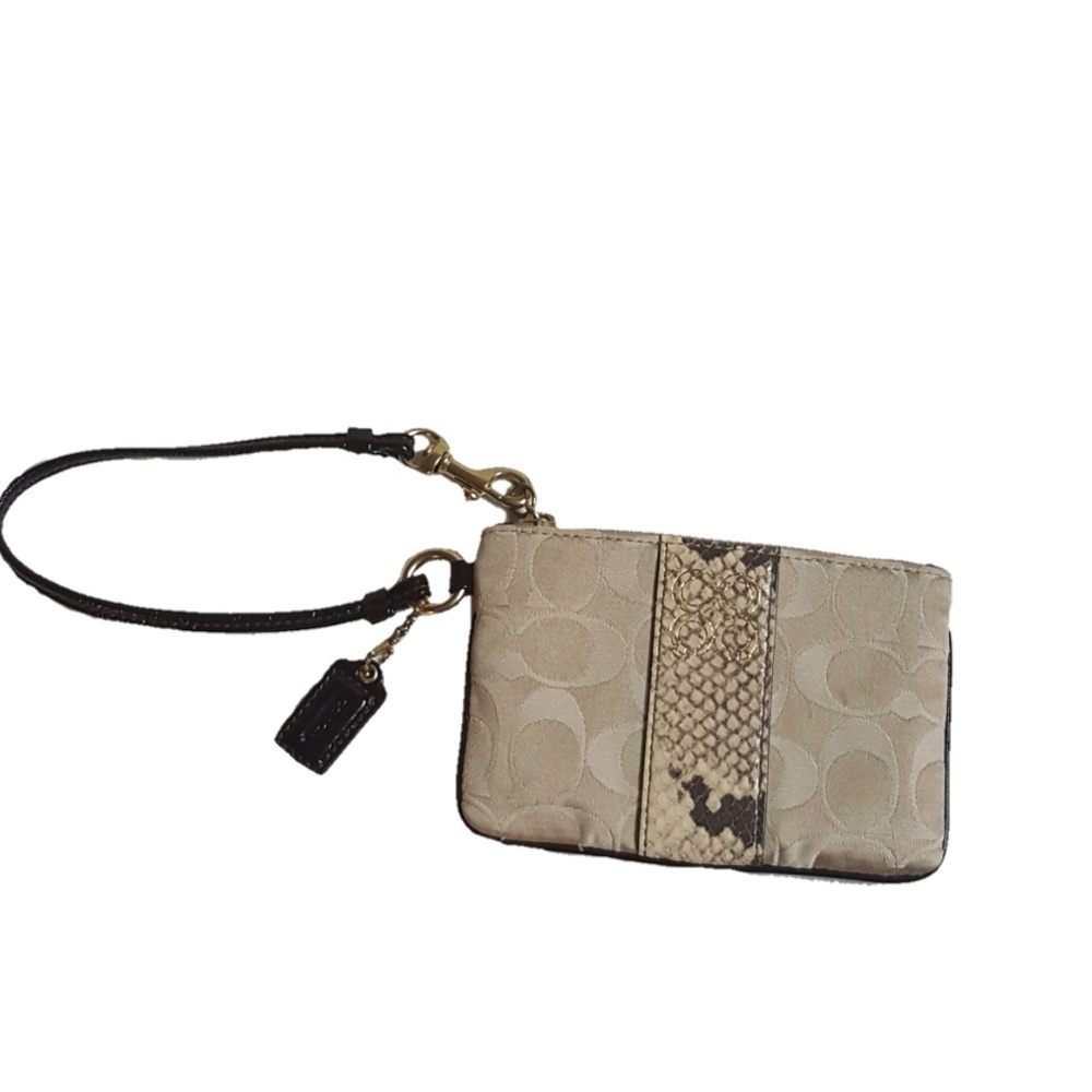 COACH reptile print signature C wristlet