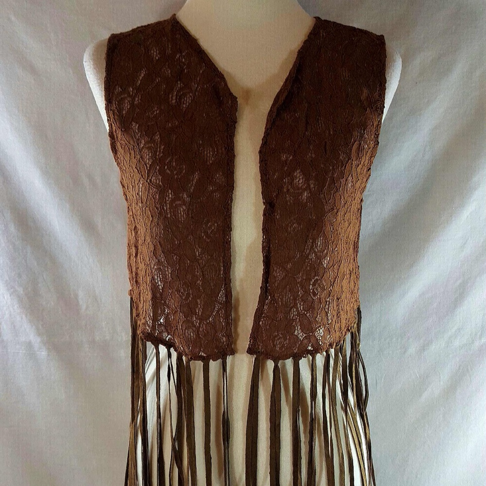 Justin&Taylor Brown Lace Fringed Vest