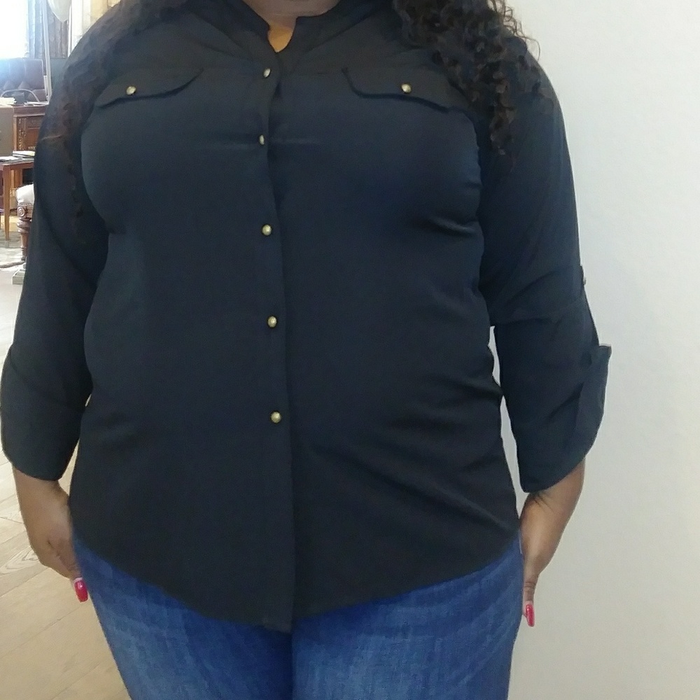 V neck 2 pocket