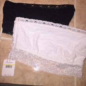 Two free people lace bandeau. One black, one white