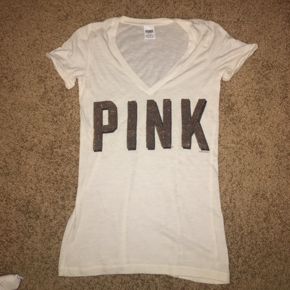 Victoria's Secret PINK t-shirt with gold sequins