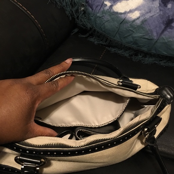 George black trim and gray twill rectangular purse - Picture 2 of 8