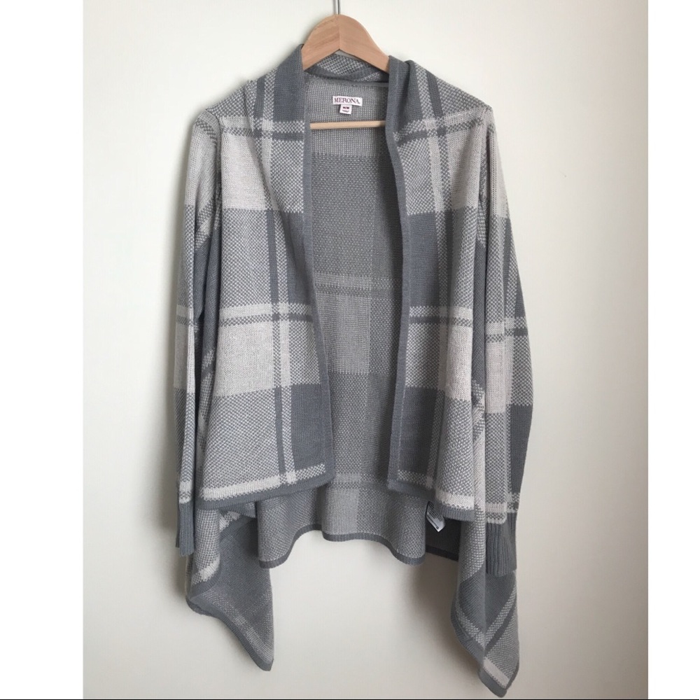 Merona plaid grey sweater cardigan, Medium