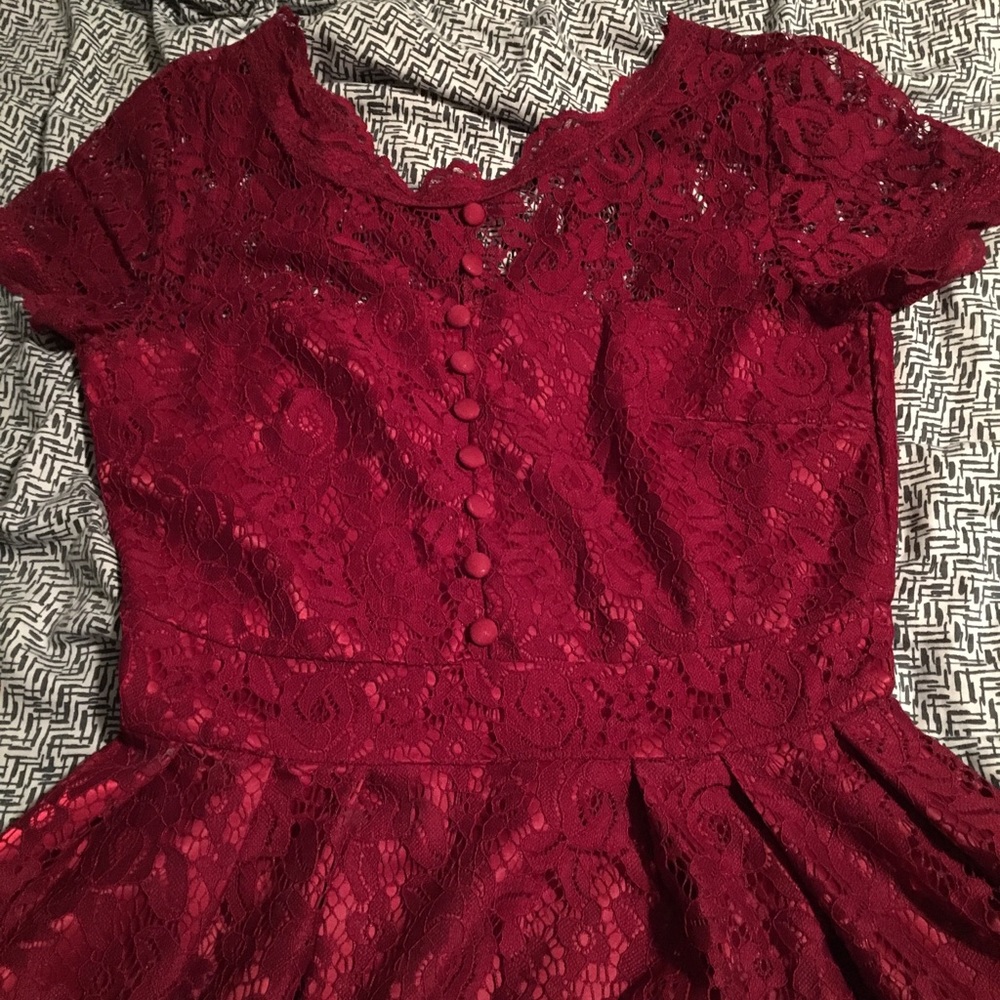Dark Red Lace Dress