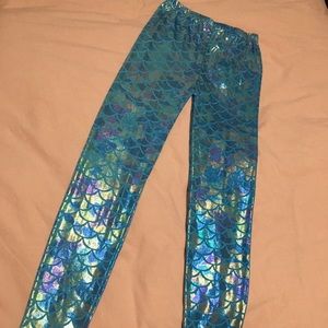 Holographic shiny Rave Mermaid fish leggings