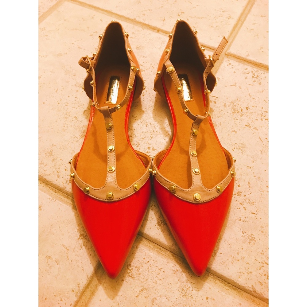 Halogen Lea Coral Patent Studded Flat Size 10