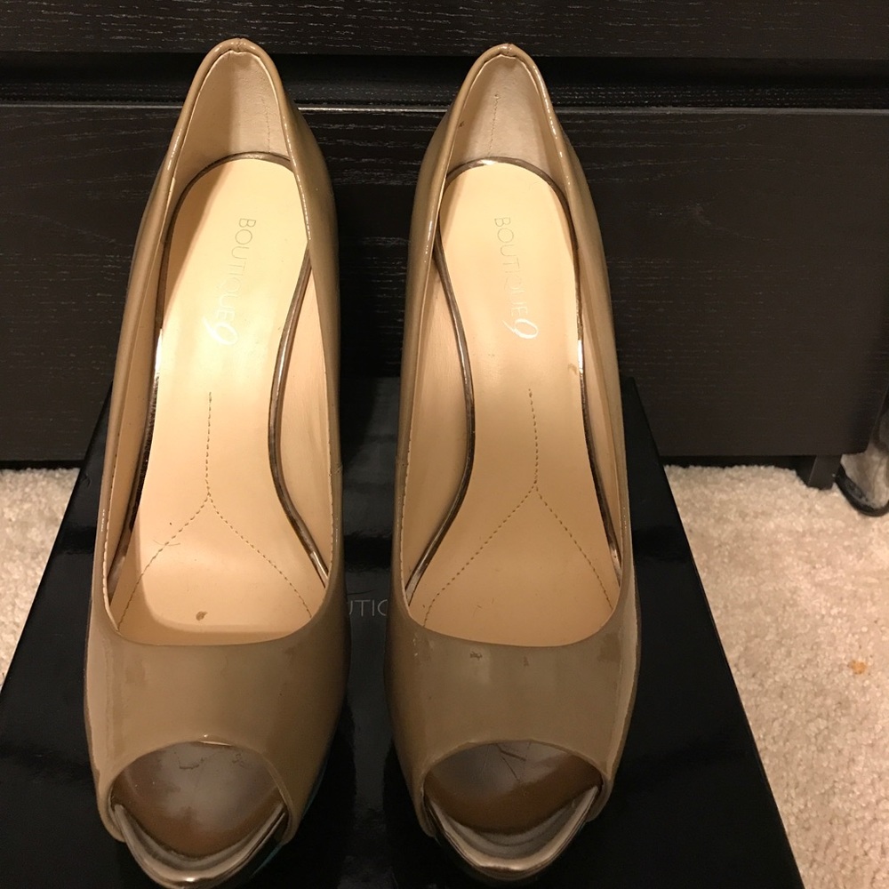 Taupe Patent Leather High Heels