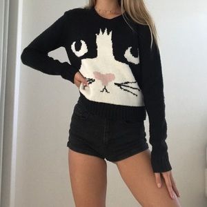 LA Hearts Cropped Cat Sweater