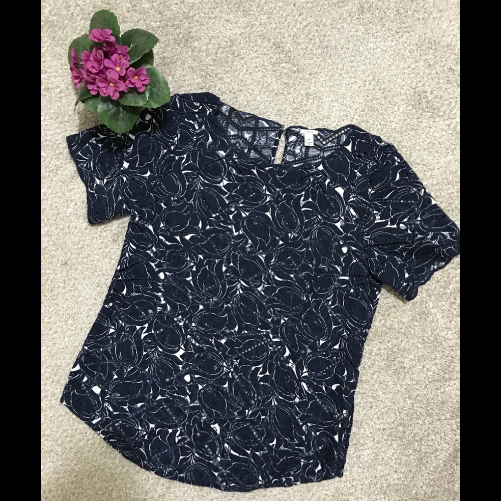 J. Crew Printed Eyelet Top