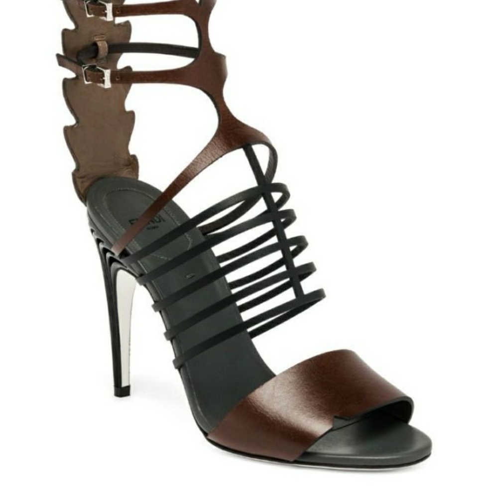 Fendi Crocodile and leather cage heels - Picture 2 of 2