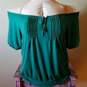 INC Plus Green Off the Shoulder Top