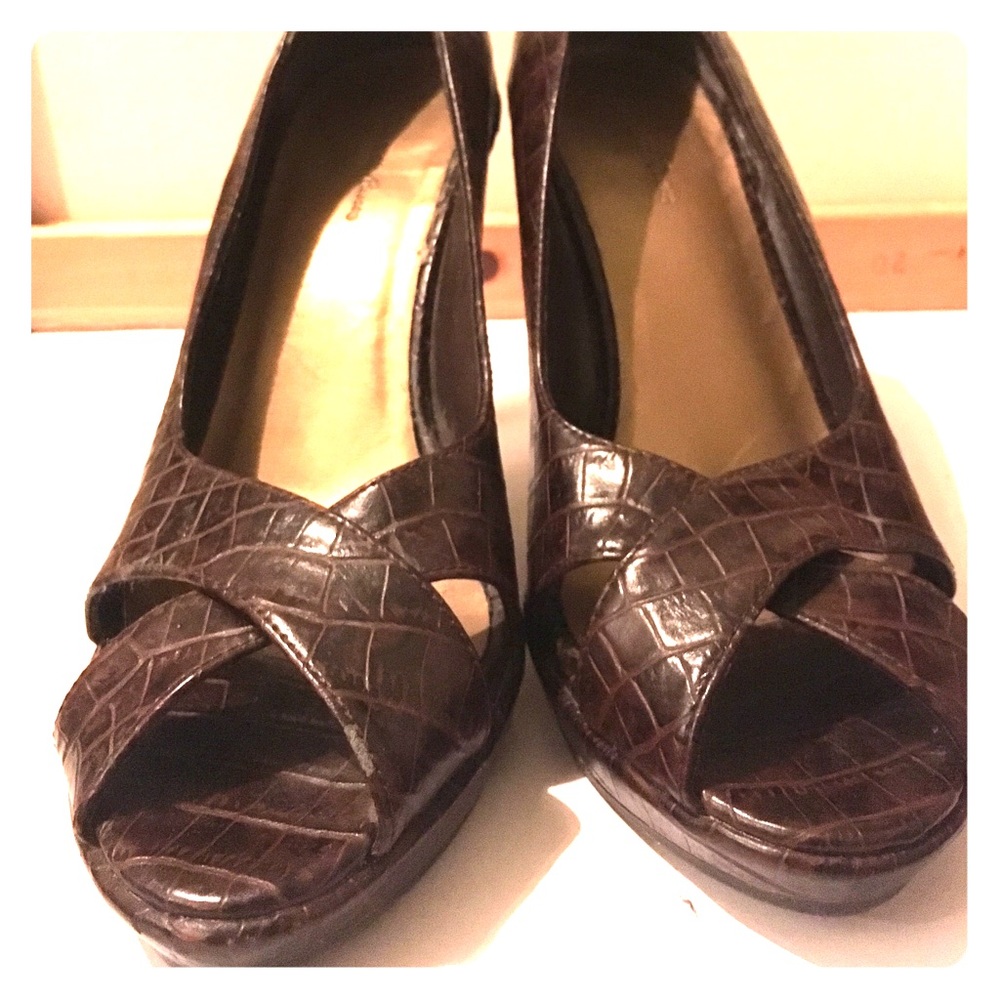 Faux Alligator Skin Heels