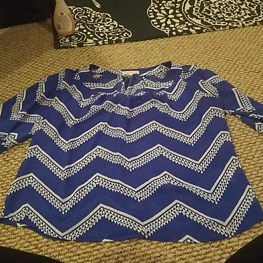 Blue and White Blouse