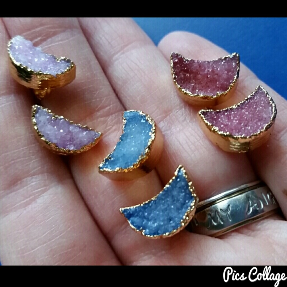 *HP! Druzy Moon Earrings