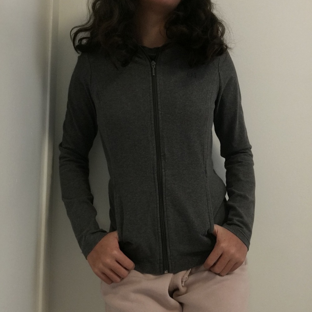 GAP grey zip up sweater
