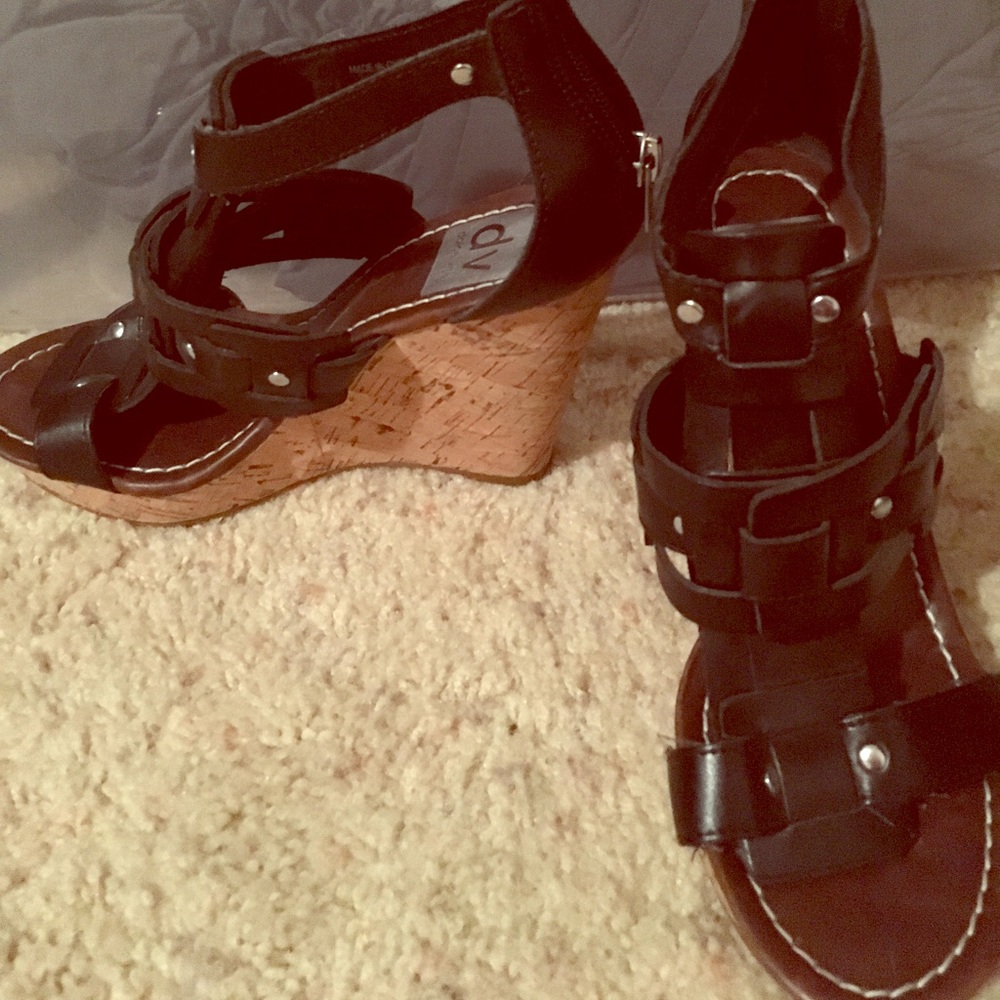 Size 6 black Dolce Vita cork wedges