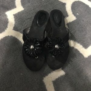 Black coach flip flops