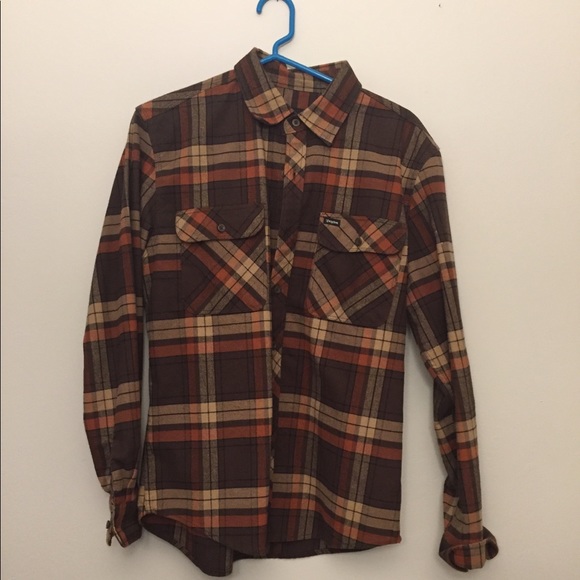 Men’s Brixton Flannel - Brown/Small - Picture 1 of 4