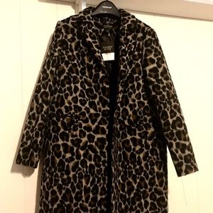 Topshop leopard print coat