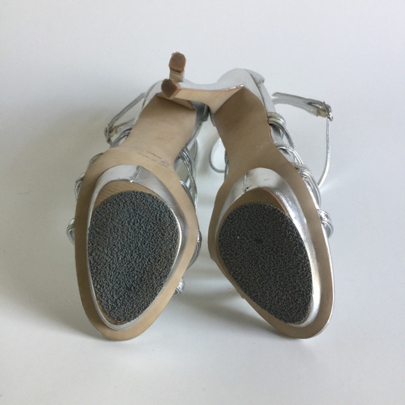 Sexy Strappy Silver Shoes with 5 inch Heels - Picture 7 of 7