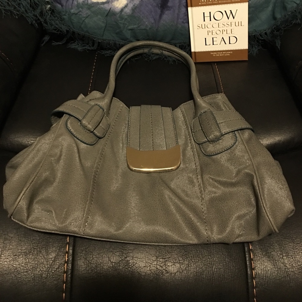 Worthington, gray with light trim of blue color.