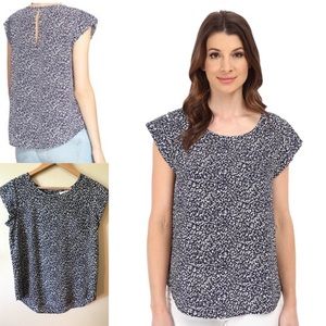 Joie Printed Keyhole Seamed Silk Blouse Joie Printed Keyhole Seamed Silk Blouse