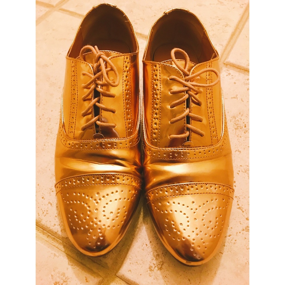 JCrew Metallic Oxfords Size 10