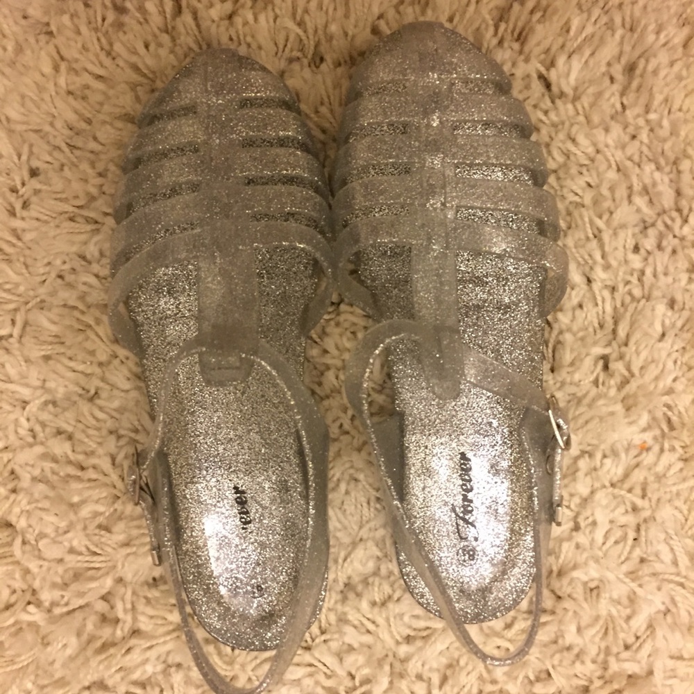 Throwback silver glitter jellies