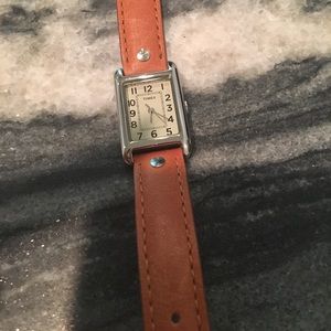 Timex watch with leather tan band