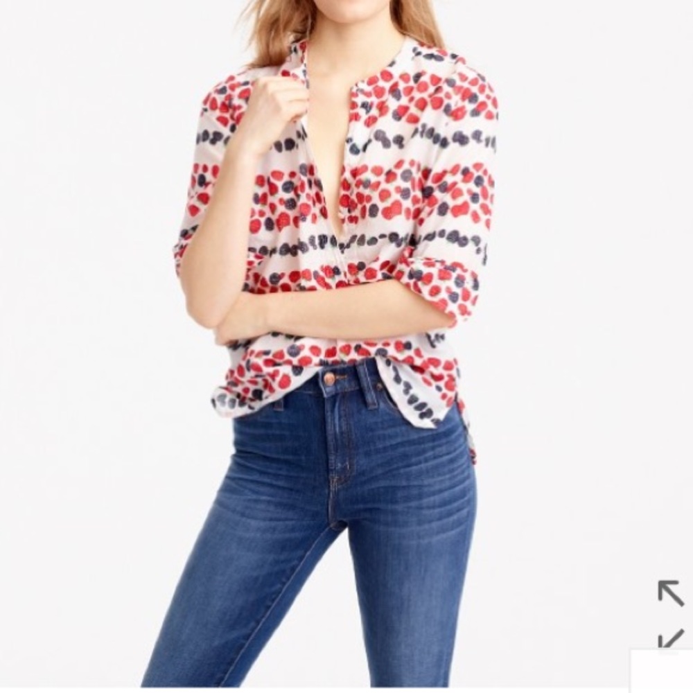 NWT JCrew Cotton-silk voile popover in berry print