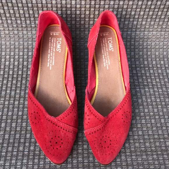 Toms Shoes - Toms Red Suede Jutti Flats