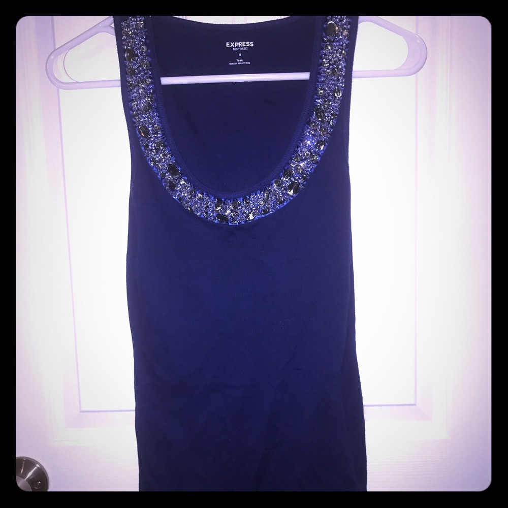 Royal blue sequin tank from express, size s