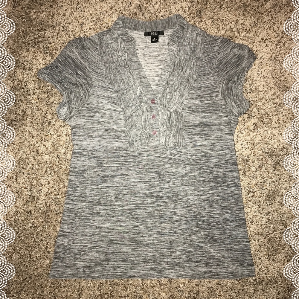Gray Ruffled Blouse