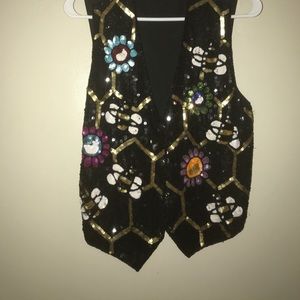 Vintage sequin bumblebee vest