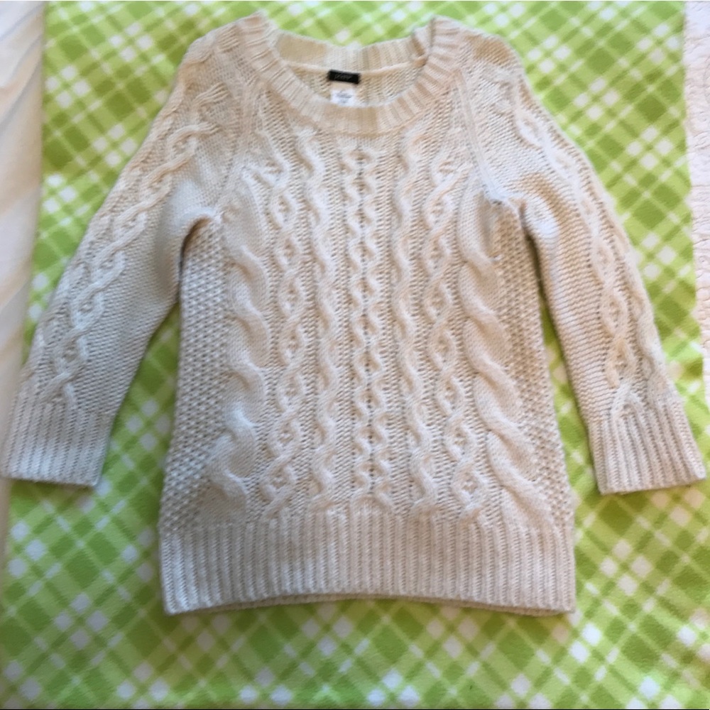 J. Crew Cream Cable Knit Sweater