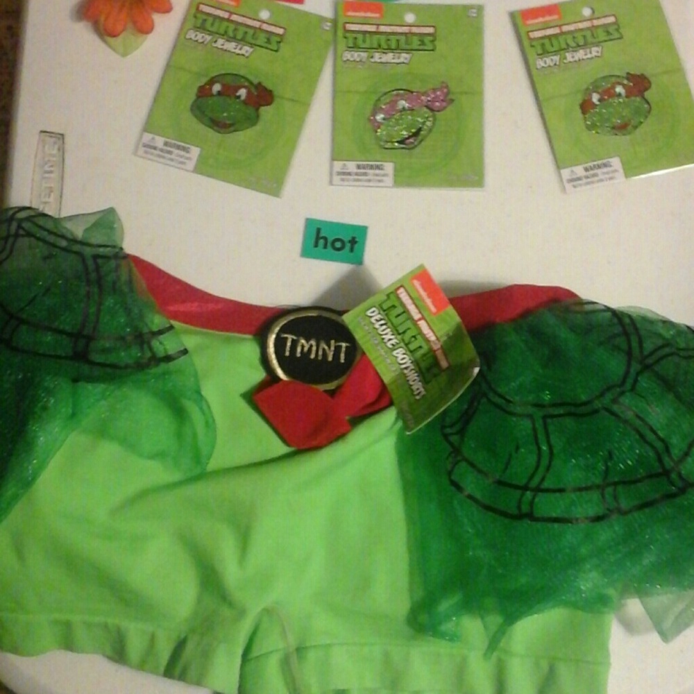 Ninja boy shorts with tutu and costume jewelry