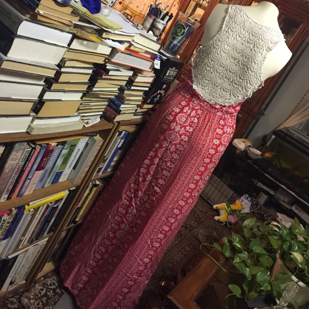 Red/White Maxi Dress