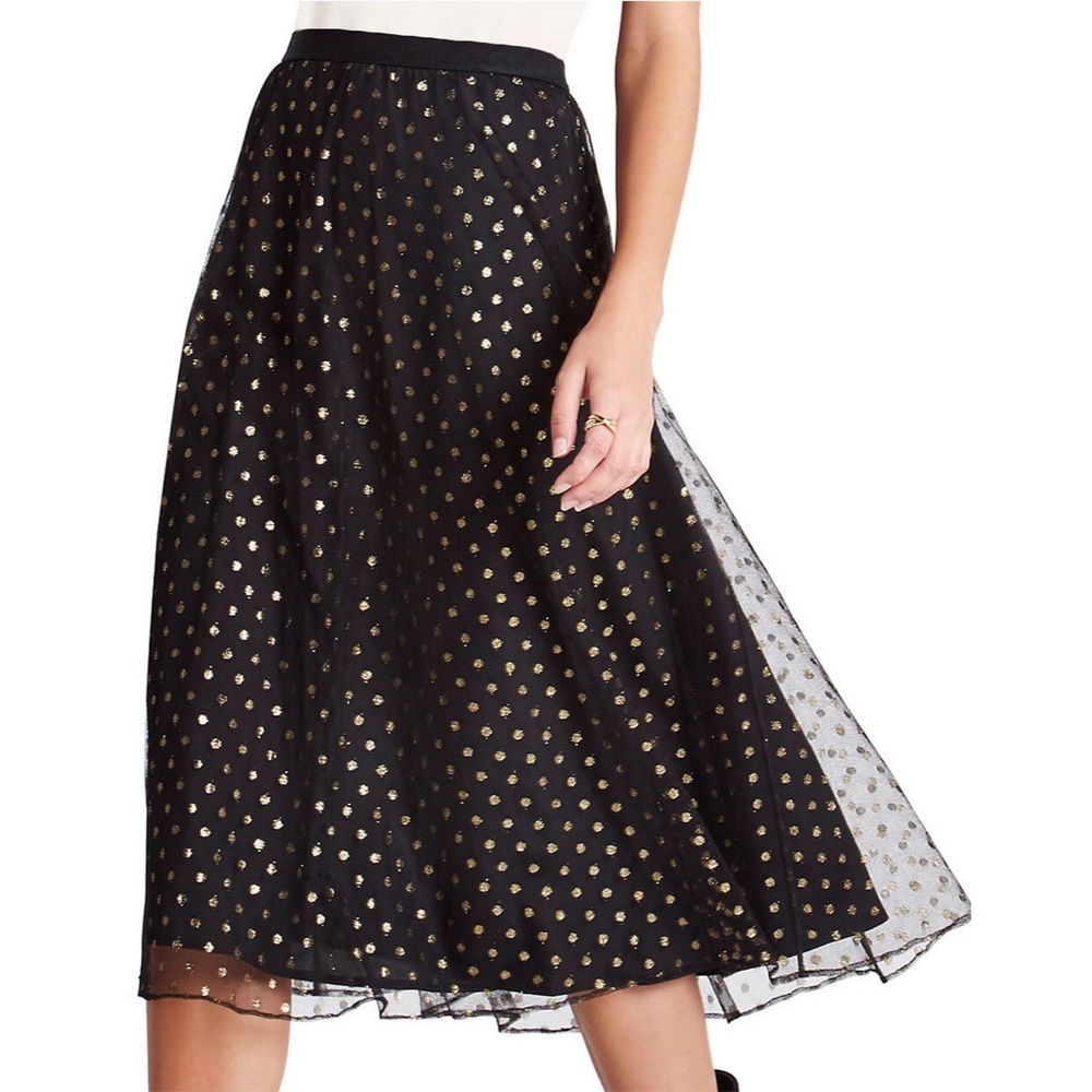 ➕NWT BCBG Black Metallic Dot Midi Tulle Skirt➕