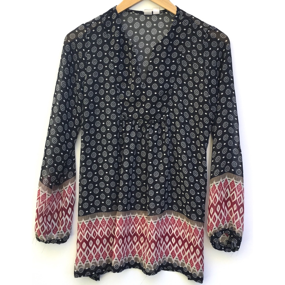 Melrose & Market black patterned blouse Sz Small