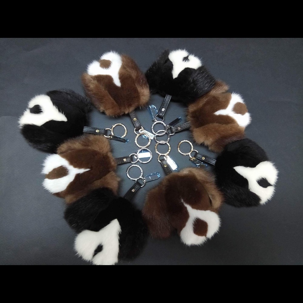 Black & White Dog Keychain bag charm made by mink