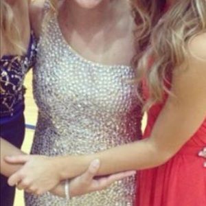 Silver all-beaded iridescent dress