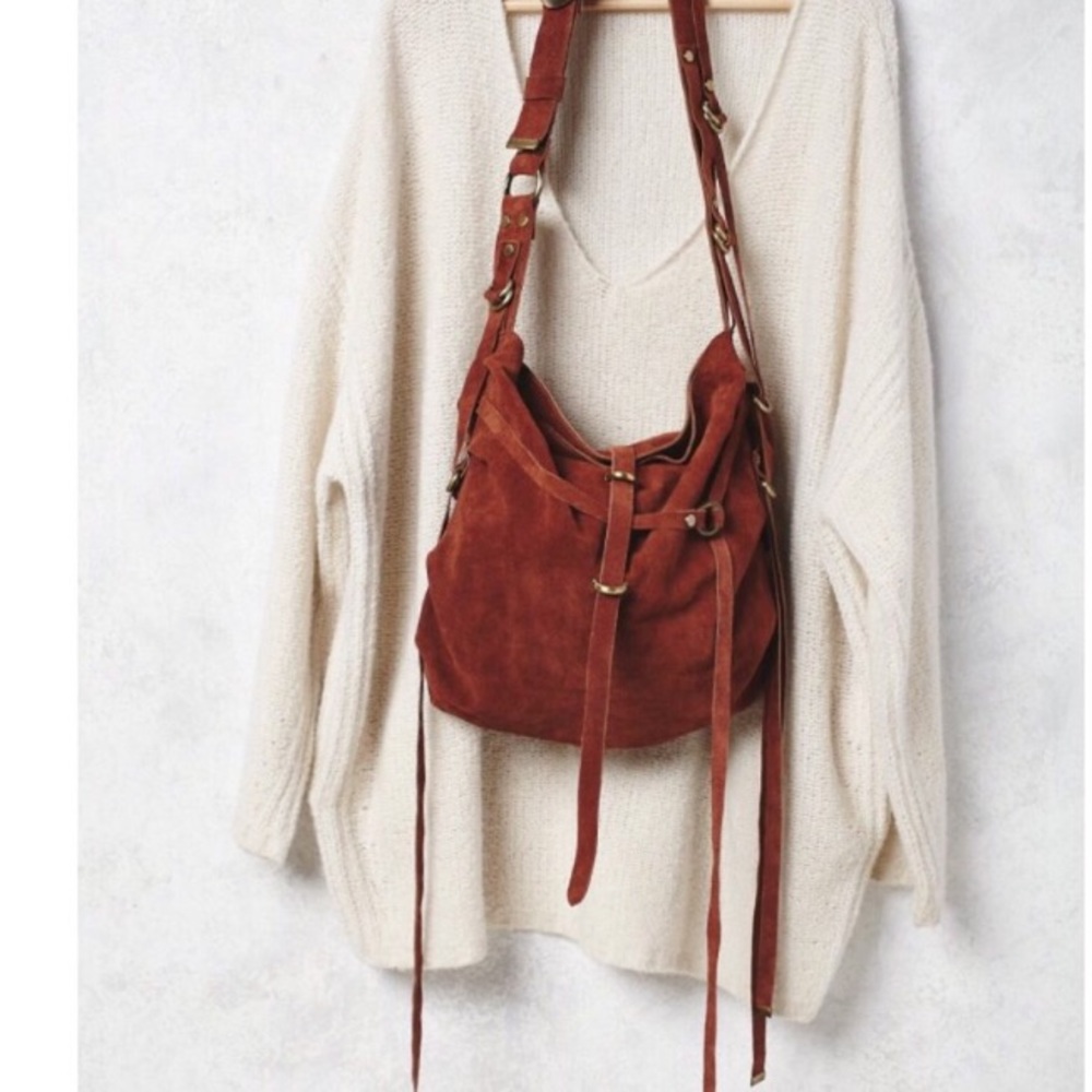 Free People Goldpoint 100% soft suede hobo bag