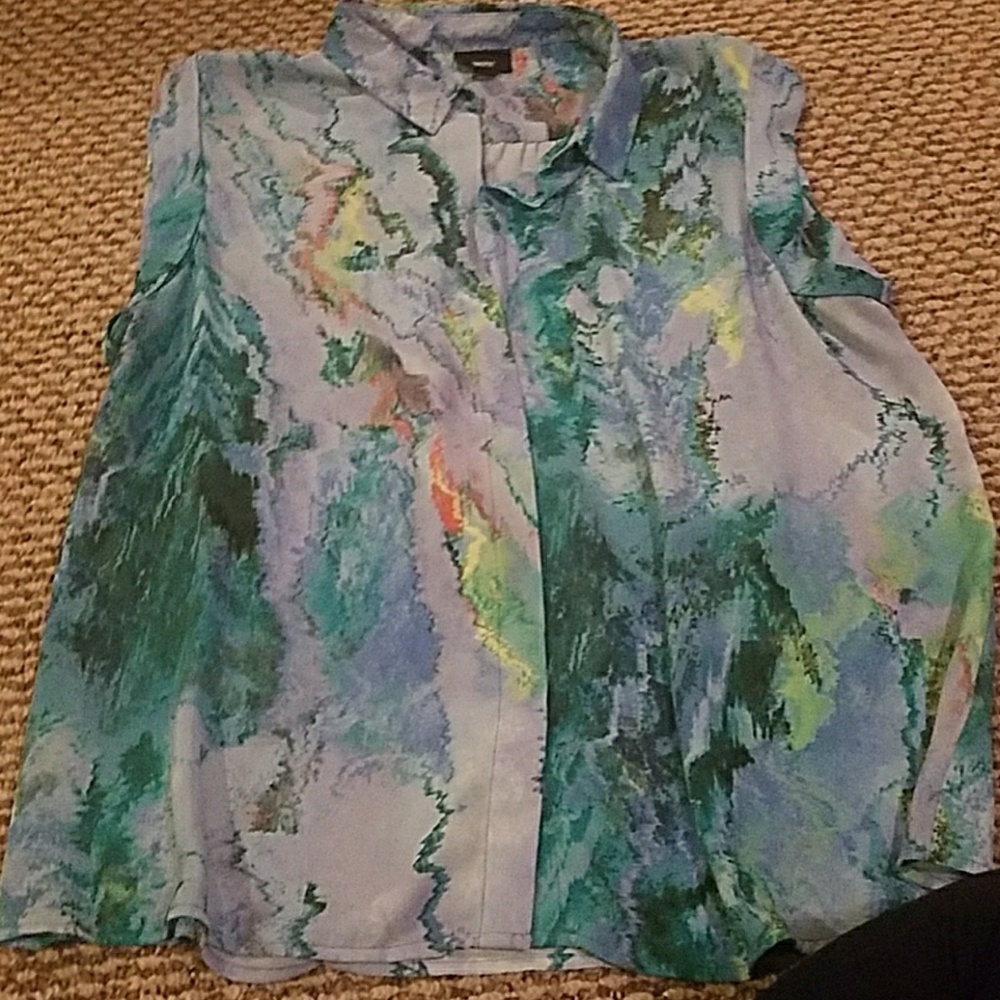 Water color button up blouse!