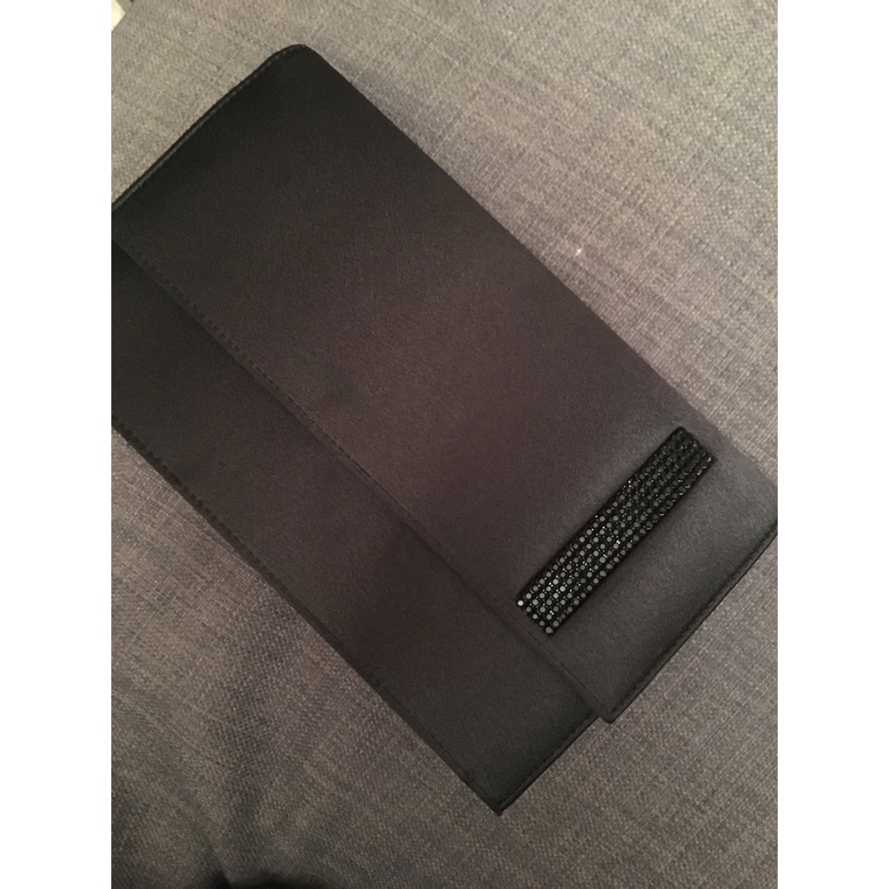 NEW Swarovski small black clutch w shoulder strap