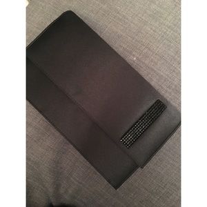 NEW Swarovski small black clutch w shoulder strap