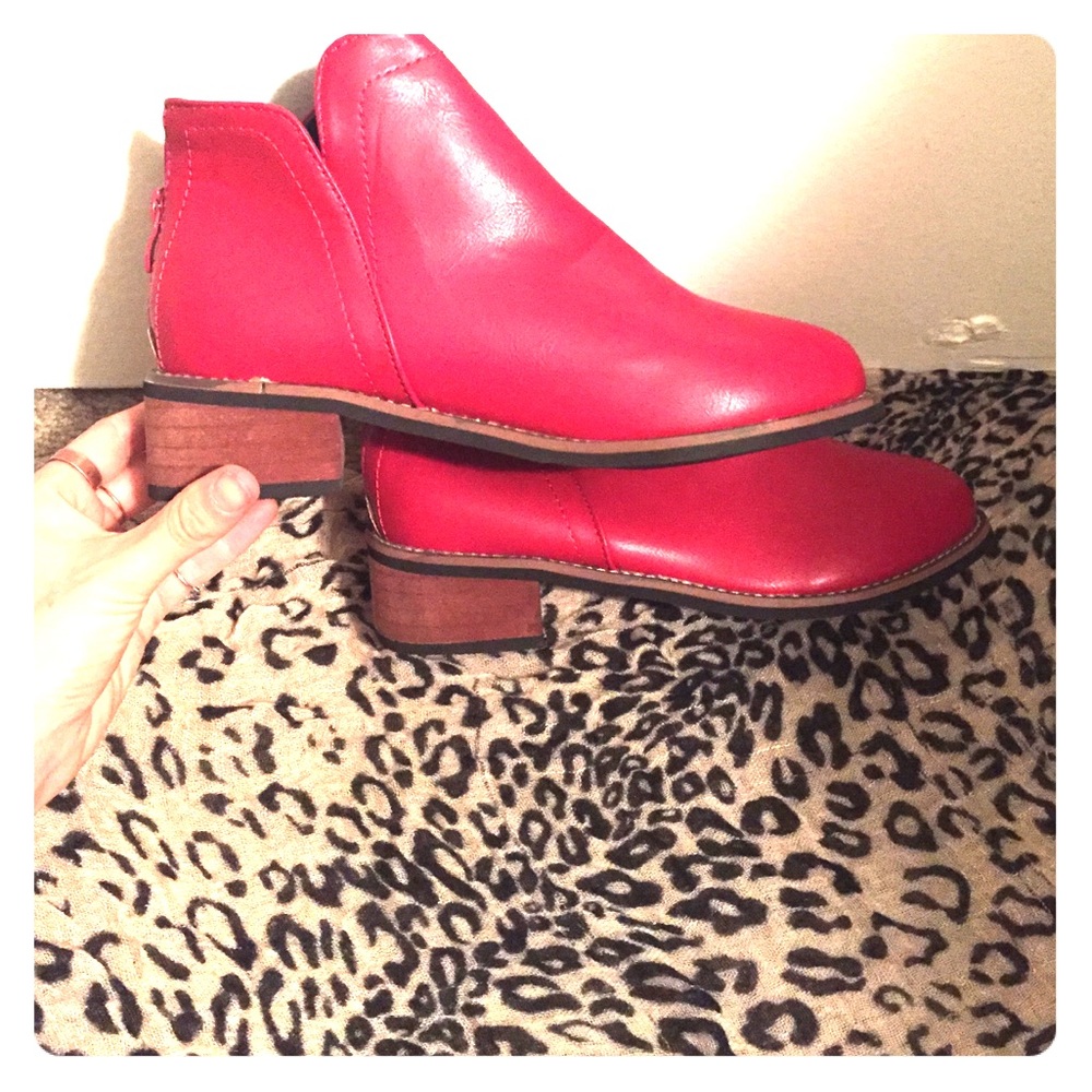 Red ankle booties