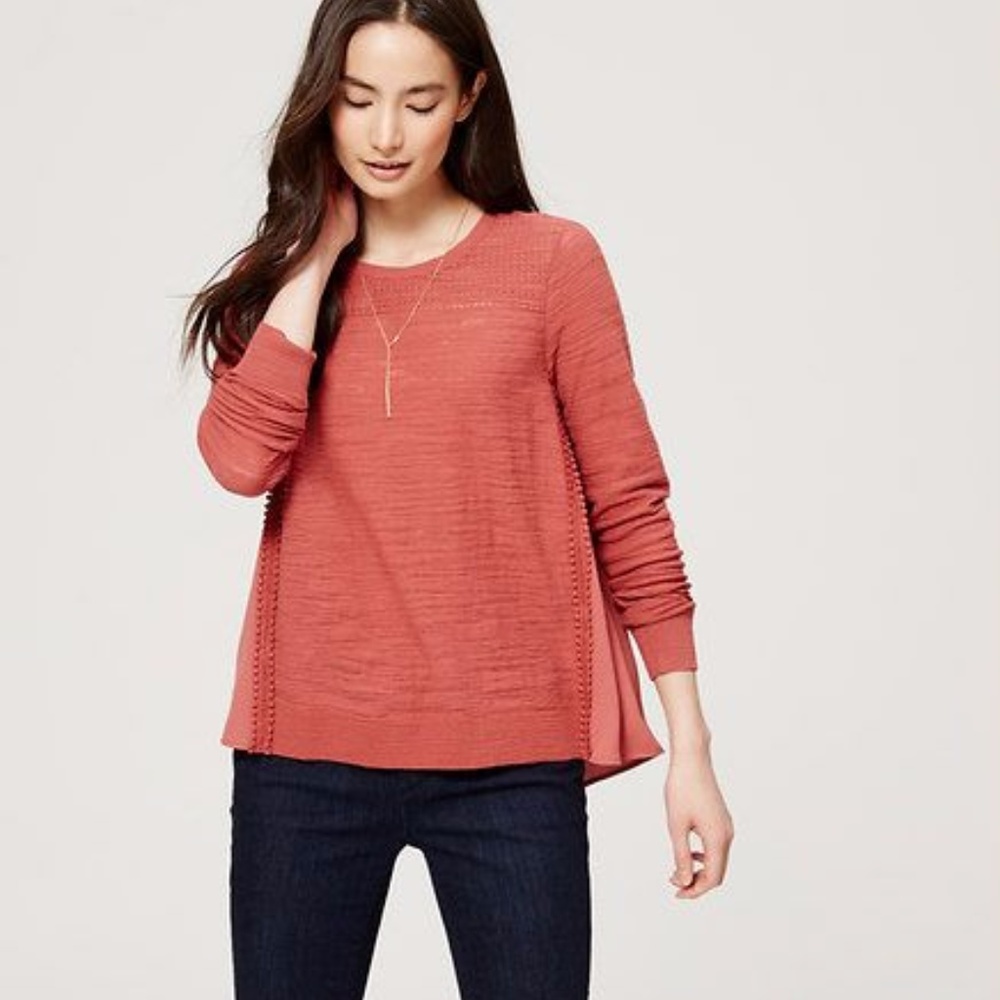 LOFT Textured Mixed Media Top