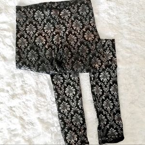 Blackmilk Black and Silver Wallpaper Leggings