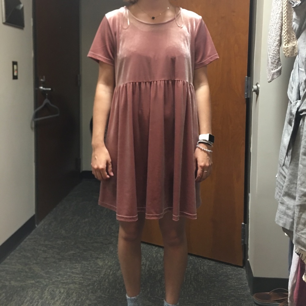 Pink velvet dress